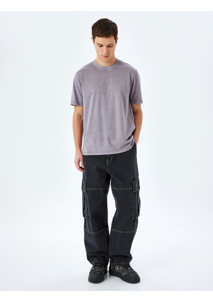 Pamuklu Yıkamalı Regular Fit Kısa Kollu Bisiklet Yaka Tişört fiyatları