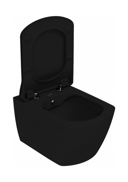 Elegant Rim-Off Duroplast Yavaş Kapanan Klozet Kapaklı Kömür Karası Set modelleri