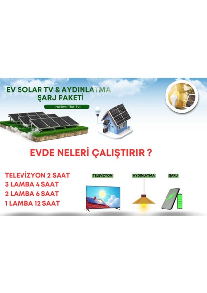 Güneş Enerjili Acil Durum Tv Paketi 500W Inverter 50W Güneş Paneli 24AH Jel Akü fiyatları
