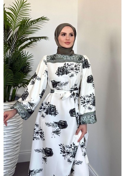 Ellarose Saten Elbise Haki fiyatları