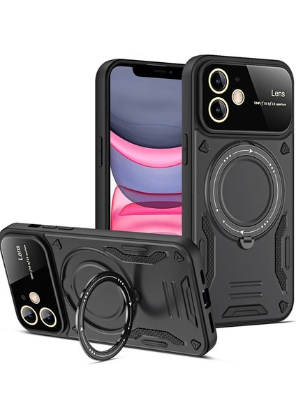 Newface iPhone 11 Kılıf Joy Lens Standlı Kapak - Siyah