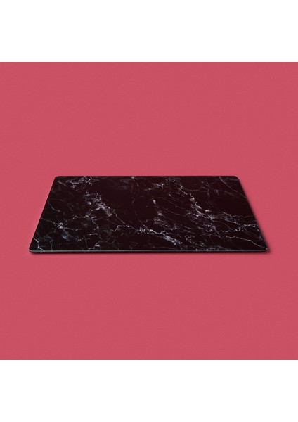 Mermer Desenli Cam Kesme Tahtası - Siyah - 30X40 cm