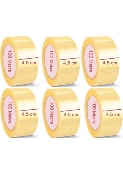 6 Adet Kopmayan Koli Bandı 45MMX100 mt Güçlü Koli Bandı Akrilik Koli Bandı Güçlü Koli Bandı