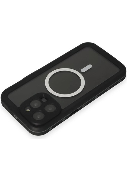 Newface iPhone 15 Pro Max Kılıf Red Pepper Magneticsafe Su Geçirmez Kılıf - Siyah-Gri