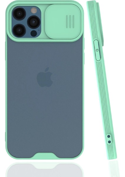 Newface iPhone 12 Pro Max Kılıf Platin Kamera Koruma Silikon - Açık Yeşil