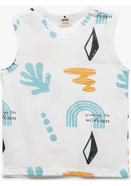 Pamuklu Baskılı Bisiklet Yaka Kolsuz 2'li Atlet Seti fiyatları