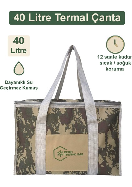 40 Litre Isı Yalıtımlı Fermuarlı Kamp Piknik Termos Sıcak Soğuk Termal Çanta