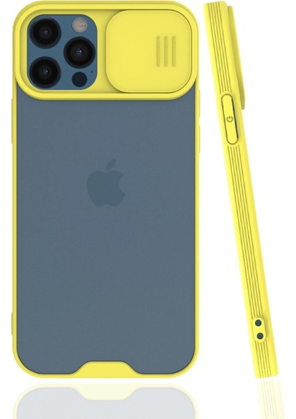 Newface iPhone 12 Pro Max Kılıf Platin Kamera Koruma Silikon - Sarı