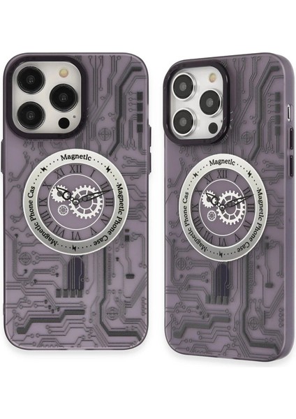 Newface iPhone 14 Pro Max Kılıf Apollo Magneticsafe Desenli Kapak - Apollo Mor - 5