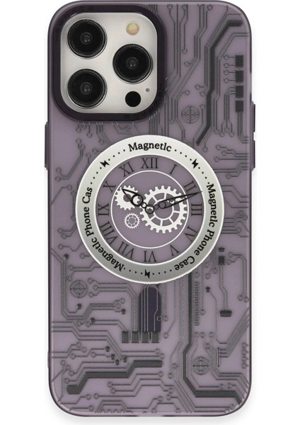 Newface iPhone 14 Pro Max Kılıf Apollo Magneticsafe Desenli Kapak - Apollo Mor - 5