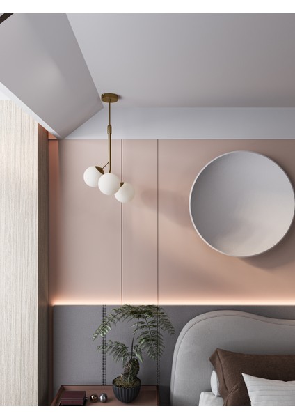 Luno 3 White Antique – Eskitme Gövdeli Beyaz Camlı 3’lü Sarkıt Avize (60 Cm)