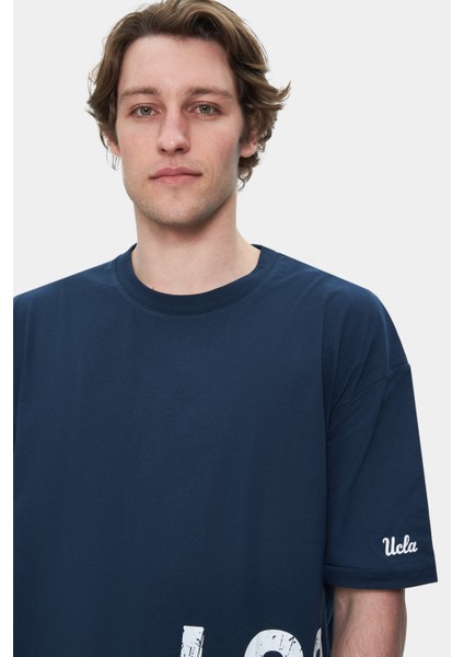 Ignıso Lacivert Bisiklet Yaka Baskılı Oversize Erkek Tshirt fiyatları