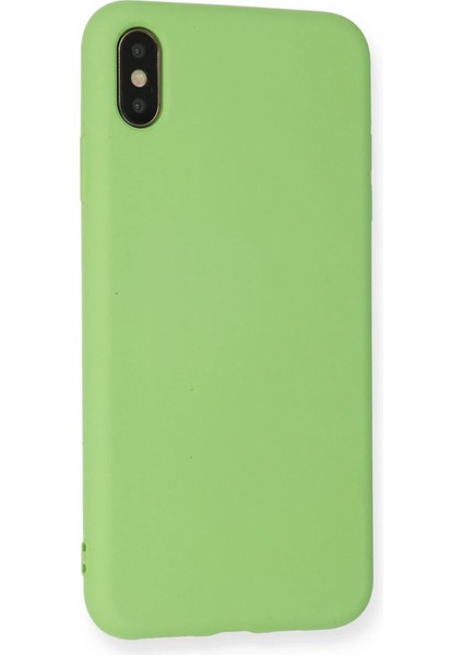 Newface iPhone Xs Max Kılıf Nano Içi Kadife Silikon - Açık Yeşil