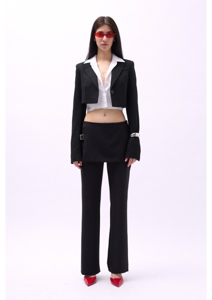 Etek Detay Kemerli Siyah Pantolon fiyatları