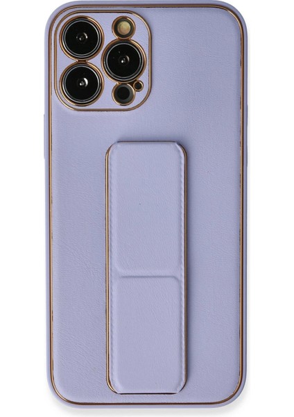 Newface iPhone 13 Pro Kılıf Coco Deri Standlı Kapak - Lila