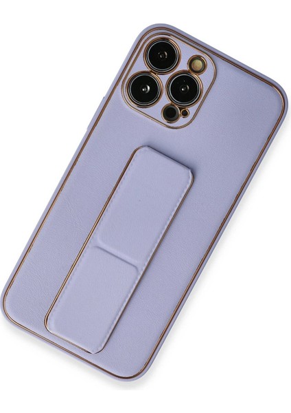 Newface iPhone 13 Pro Kılıf Coco Deri Standlı Kapak - Lila