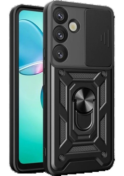 Newface Samsung Galaxy S25 Kılıf Pars Lens Yüzüklü Silikon - Siyah