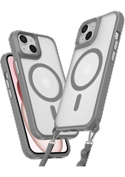 Newface iPhone 14 Kılıf Enka Magsafe Silikon Kılıf - Titan Gri