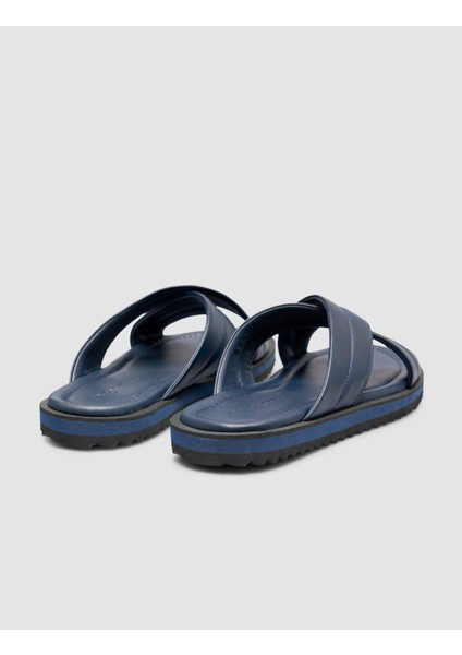 %100 Hakiki Deri Lacivert Erkek Terlik modelleri