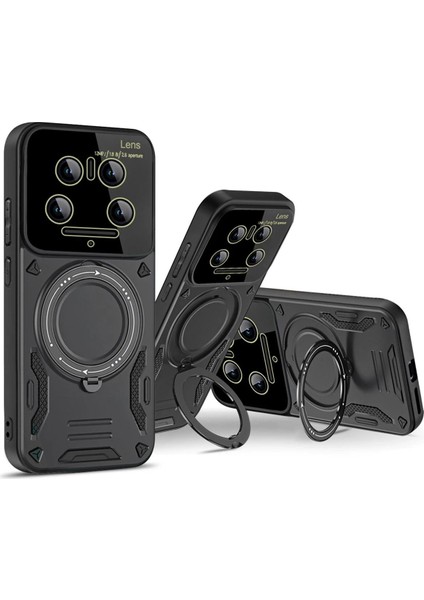 Newface Xiaomi Mi 14 Ultra Kılıf Joy Lens Standlı Kapak - Siyah modelleri