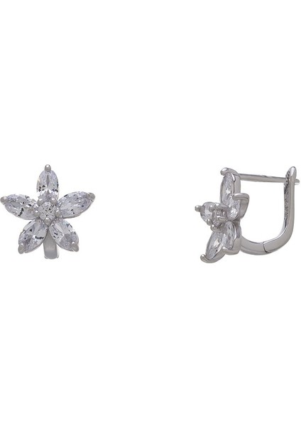 Çiçek Model-3 925 Ayar Gümüş Zirkon Taşlı Kadın Küpe