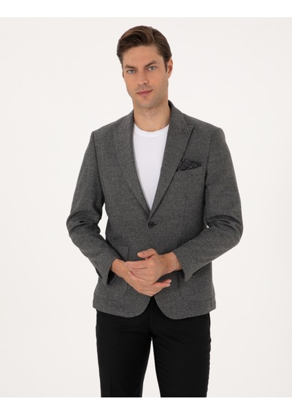 Erkek Füme Slim Fit Ceket 50316324-VR058