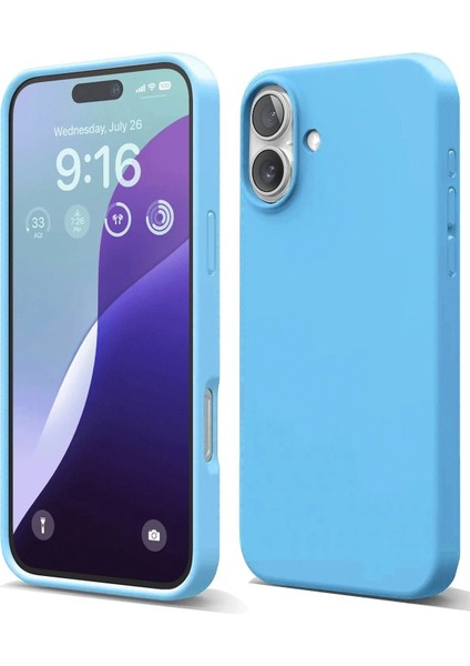 Newface iPhone 16 Plus Kılıf Nano Içi Kadife Silikon - Mavi