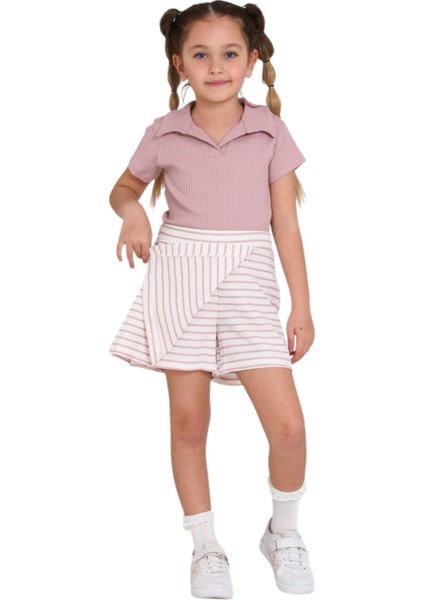 Smile Çizgili Şort Etek Polo Yaka Takım 5/9