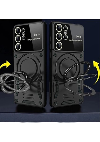 Newface Samsung Galaxy S24 Ultra Kılıf Joy Lens Standlı Kapak - Lacivert fiyatları