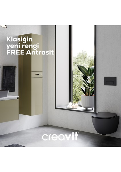 Free Rim-Off Duroplast Yavaş Kapanan Klozet Kapaklı Mat Antrasit Set