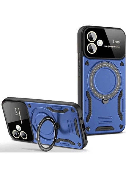 Newface Samsung Galaxy A06 Kılıf Joy Lens Standlı Kapak - Lacivert