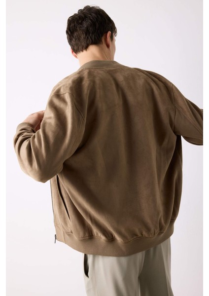 Slim Fit Süet Bomber Mont Ceket Dar Kesim Kolej Yaka Fermuarlı Çift Cepli Mevsimlik Baharlık Hafif A3866AX25SP fiyatları