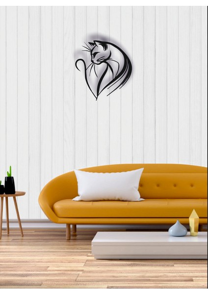 Metal Kedi Temalı Duvar Tablosu