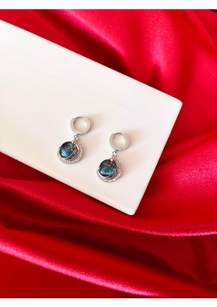 Kuzey Işıkları Klipsli Silver Çelik Küpe