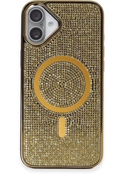Newface iPhone 16 Kılıf Diamond Magsafe Kapak - Gold