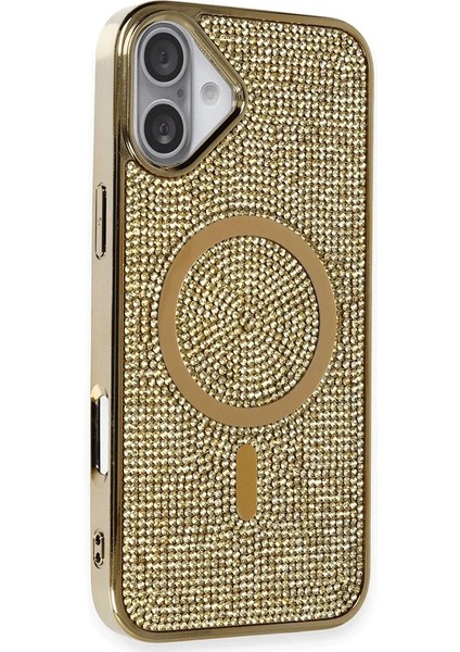 Newface iPhone 16 Kılıf Diamond Magsafe Kapak - Gold