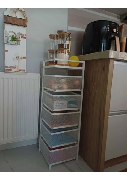 5 Katlı Beyaz Lux Metal Beyaz Sebzelik Meyvelik Patates Soğan Kare 5 Kat Raf Açılır Kapanır fırsatları