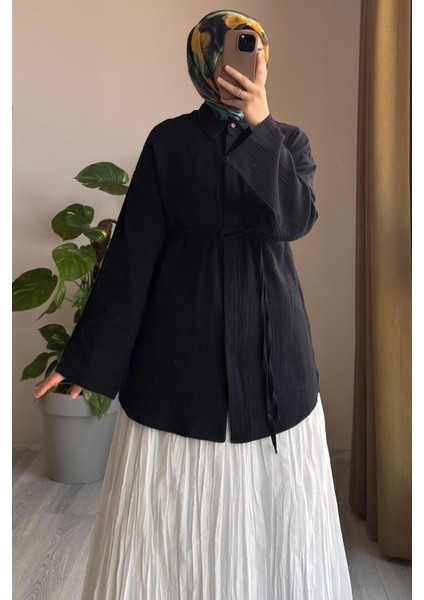 Classic Müslin Gömlek-Siyah