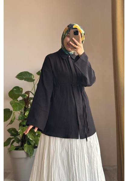 Classic Müslin Gömlek-Siyah fırsatları