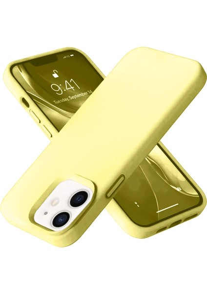 Newface iPhone 12 Kılıf Nano Içi Kadife Silikon- Sarı
