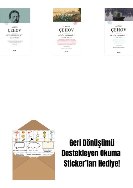 Anton Çehov Bütün Eserleri 14 (Ciltli) + Anton Çehov Bütün Eserleri 10 + Anton Çehov Bütün Eserleri 9 + Okuma Sticker'ları