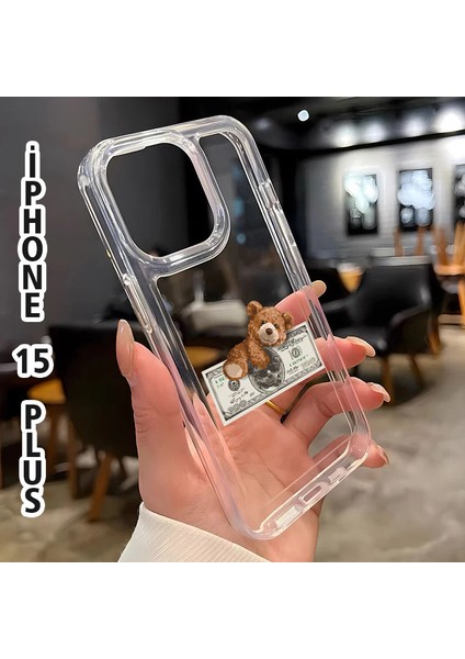 Iphone 15 Plus Ayıcık Dolar Baskılı Telefon Kılıfı