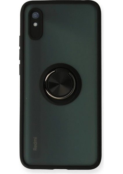 Newface Xiaomi Redmi 9A Kılıf Montreal Yüzüklü Silikon Kapak - Siyah