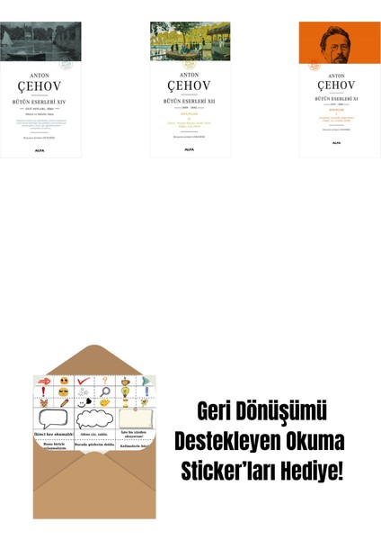 Anton Çehov Bütün Eserleri 14 + Anton Çehov Bütün Eserleri 12 + Anton Çehov Bütün Eserleri 11 (Ciltli) + Okuma Sticker'ları