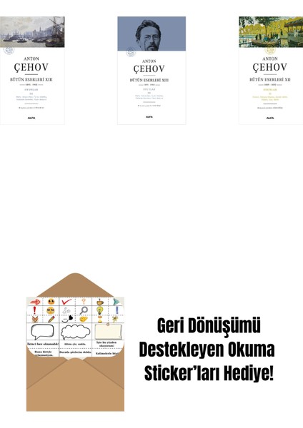 Anton Çehov Bütün Eserleri 13 + Anton Çehov Bütün Eserleri 13 (Ciltli) + Anton Çehov Bütün Eserleri 12 + Okuma Sticker'ları