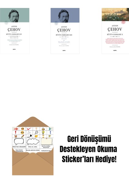 Anton Çehov Bütün Eserleri 14 (Ciltli) + Anton Çehov Bütün Eserleri 13 (Ciltli) + Anton Çehov Bütün Eserleri 10 + Okuma Sticker'ları