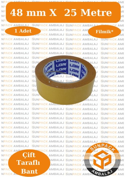 Maskeleme Bandı 24MM x 30M Sarı (72 Adet) (Kağıt Bant) - Oto Boya, Fırın ve Dekorasyon Bandı