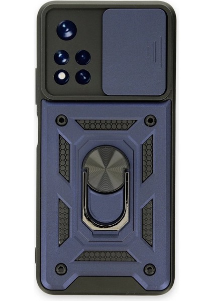 Newface Xiaomi Poco M4 Pro 5g Kılıf Pars Lens Yüzüklü Silikon - Lacivert