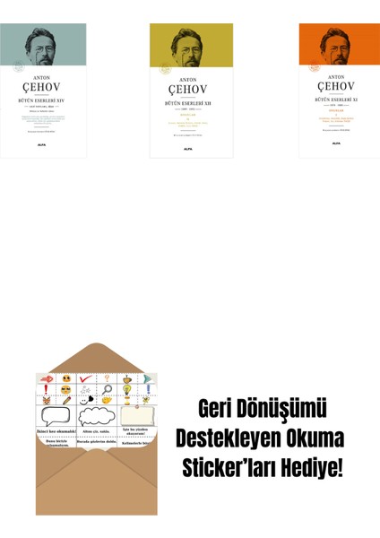 Anton Çehov Bütün Eserleri 14 (Ciltli) + Anton Çehov Bütün Eserleri 12 (Ciltli) + Anton Çehov Bütün Eserleri 11 (Ciltli) + Okuma Sticker'ları