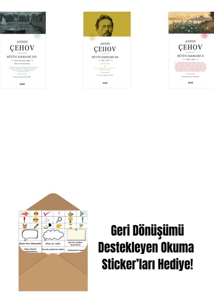 Anton Çehov Bütün Eserleri 14 + Anton Çehov Bütün Eserleri 12 (Ciltli) + Anton Çehov Bütün Eserleri 10 + Okuma Sticker'ları